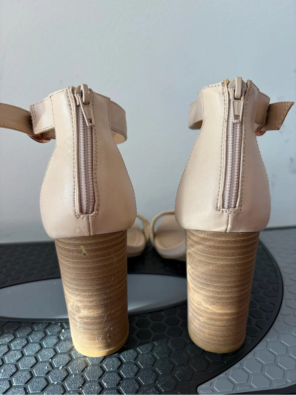 LC Lauren Conrad Tan Braided Strap Block Heel Sandals